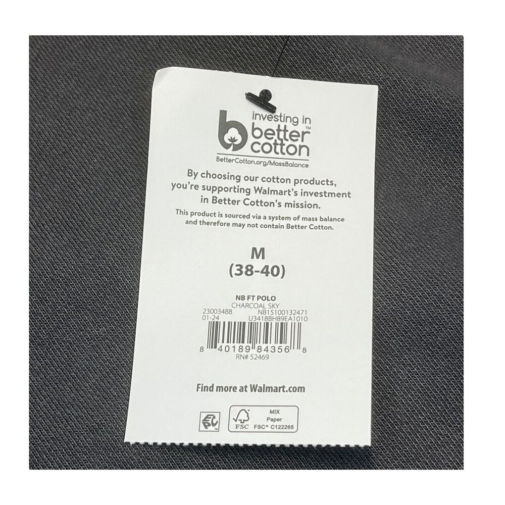 No Boundaries Polo Shirt Men's M (38-40) Charcoal Sky Oversized Fit Short Sleeve - Picture 9 of 9